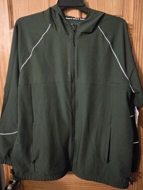 Reebok Men's Olive Green Full-Zip Hooded Jacket